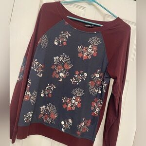 Cruel Girl Burgundy and Navy Floral Sweatshirt